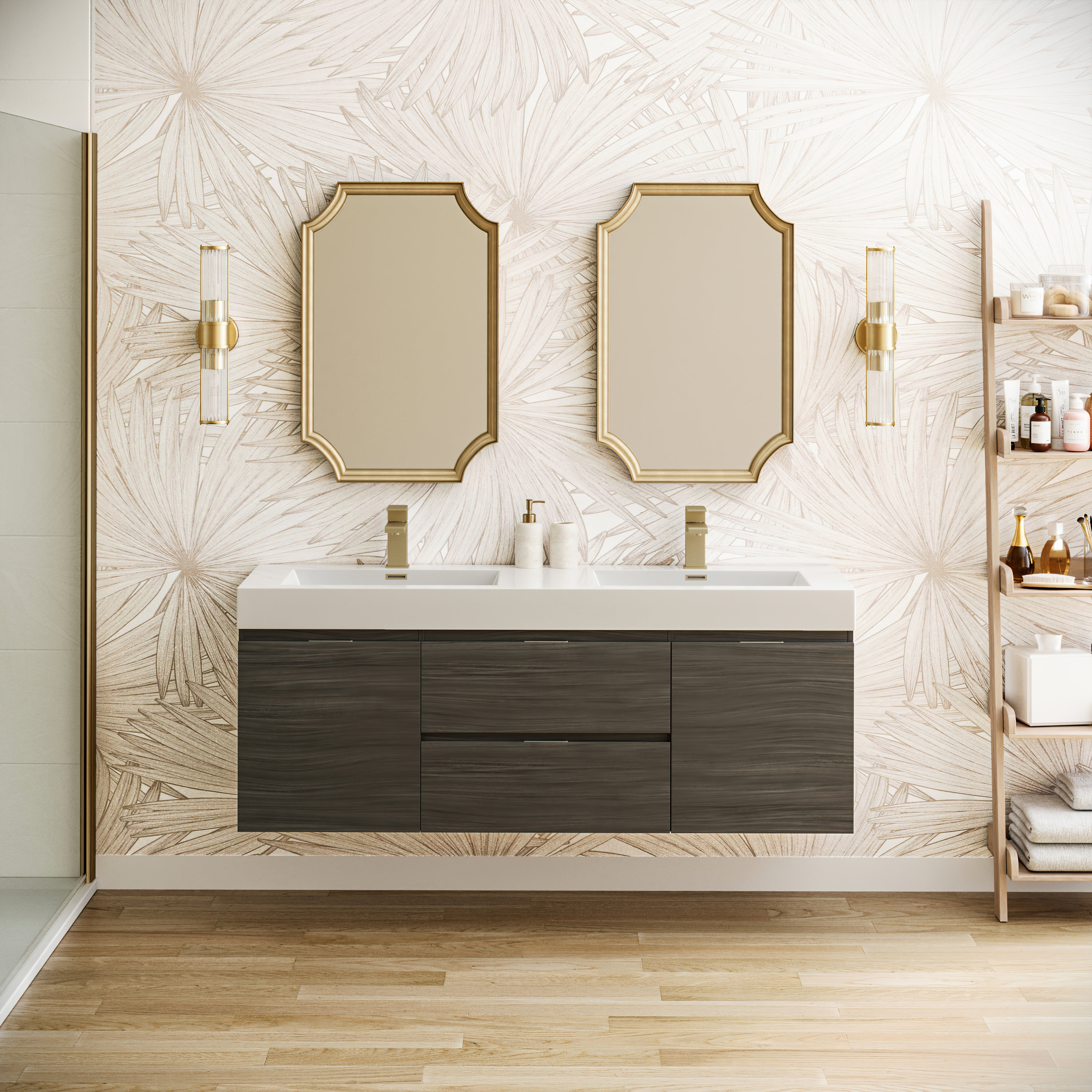 Fresca Fresca 60" Wall Mounted Double Sink Modern Bathroom Vanity
